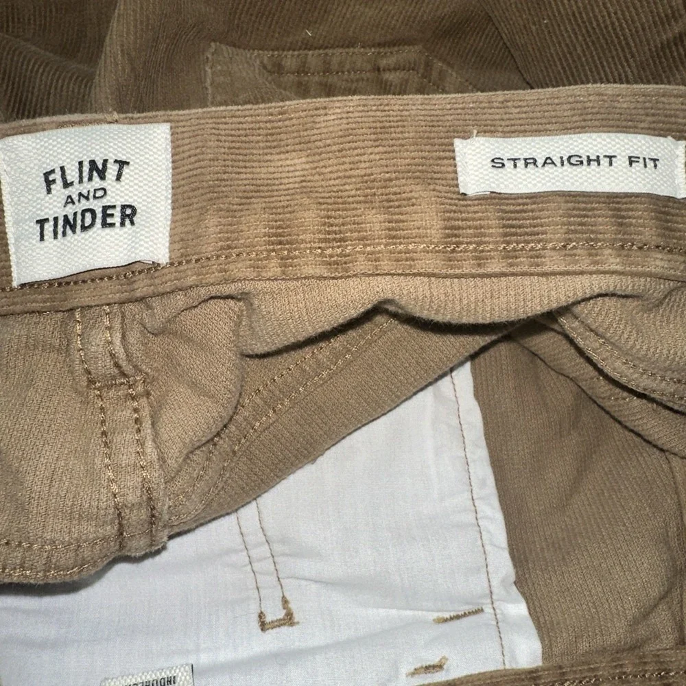 Flint and Tinder Pants Mens Fit 31/28 Brown Corduroy Straight Fit Mid Rise